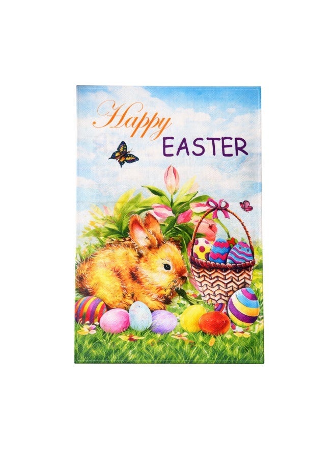 مفرش طاولة عيد الفصح 30×40 سم تصميم أرنب مع عبارة Happy Easter ديكور طاولة - Image 1