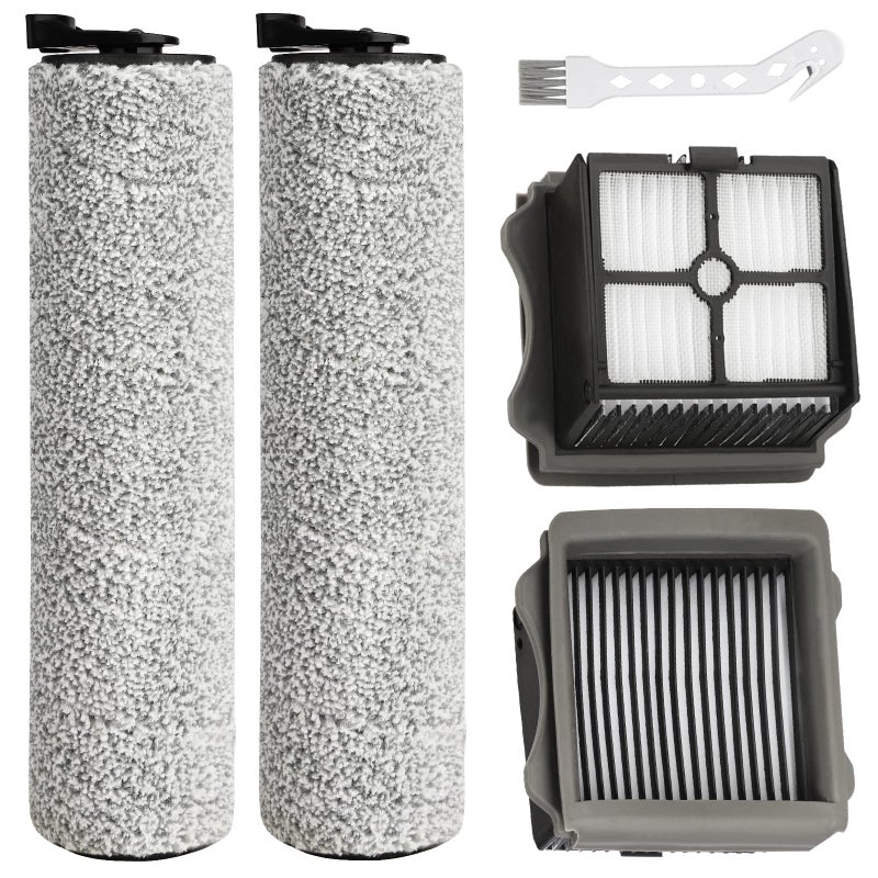 MXZONE Ifloor3 Roller Brush Replacement for Tineco iFloor 3 and Floor One S3 Cordless Wet Dry Vacuum Cleaner, 2 Brush Roller, 2 HEPA Filters - Image 1