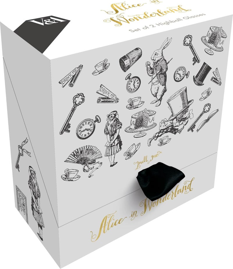 VA Alice in Wonderland Highball Glasses in Gift Box Glass 330 ml  Set of 2 - Image 3