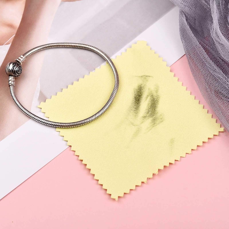 SEVENWELL 50pcs Jewelry Cleaning Cloth Yellow Polishing Cloth for Sterling Silver Gold Platinum Small Silver Polish 8x8cm - Image 5