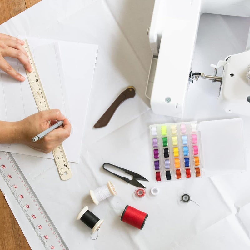 Redvant 25pcs Transparent Bobbins with Storage Box – Compatible with Usha, Brother, Singer, Janome | Plastic Sewing Machine Bobbins for Tailoring & DIY Craft | Clear Bobbin Set - Image 2