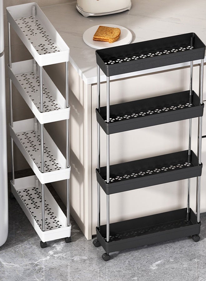 Haidue Four-Layer Multipurpose Storage Rack , 4 Tier Storage Shelf with Four Wheels，Black - Image 1