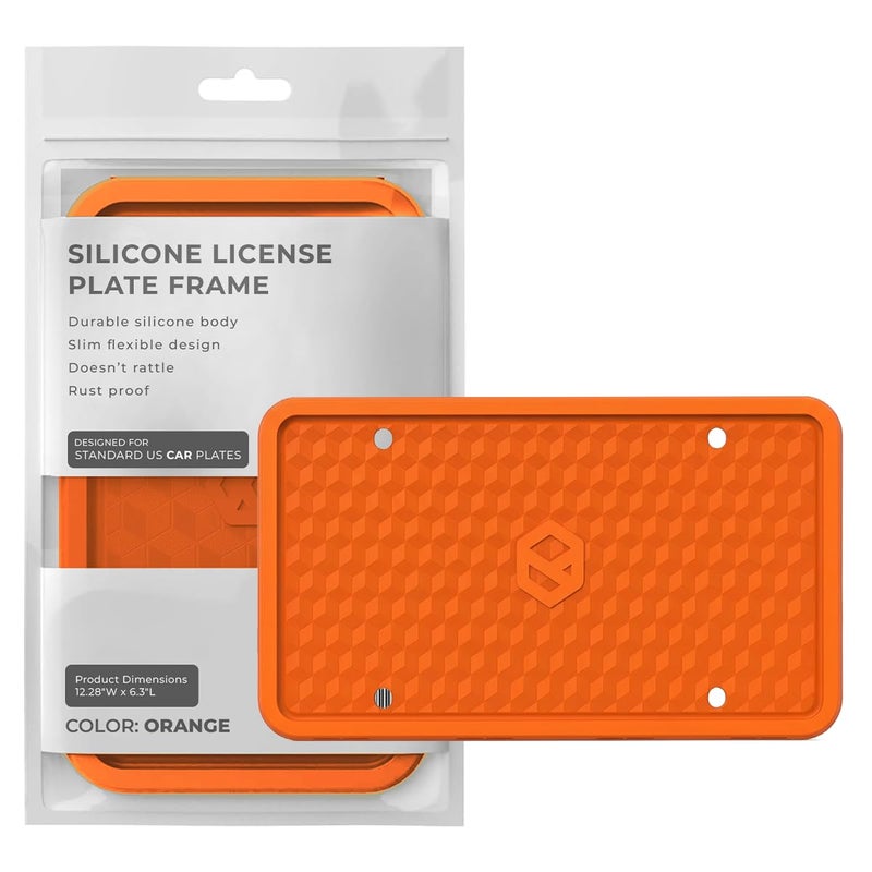 Rightcar Solutions Car Plate Frame Silicone License Plate Frame RustProof RattleProof WeatherProof License Plate Holder for Front or Rear Orange 1 Pack - Image 3