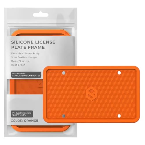 Rightcar Solutions Car Plate Frame Silicone License Plate Frame RustProof RattleProof WeatherProof License Plate Holder for Front or Rear Orange 1 Pack - Image 1