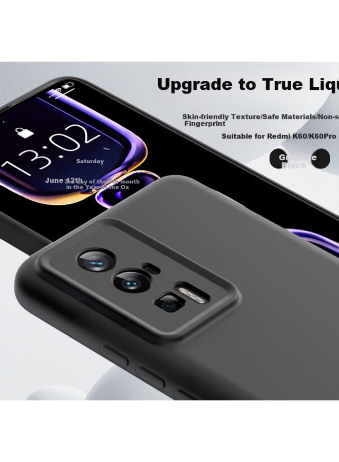 Shangsu Liquid Silicone Soft Case For Redmi K60/k60 Pro, Full Protection Cover With Lens, Anti-drop, Anti-fingerprint, Simple Design, Black - Image 1