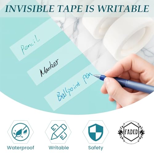 Faded Invisible Tape – Clear Matte Finish Adhesive Tape for Office, School & Home Use | Easy Tear, Photo Safe, Transparent Tape Rolls for Refillable Dispensers & Everyday (Pak of 5) - Image 2
