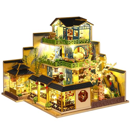 Spilay Dollhouse DIY Miniature Wooden Furniture KitMini Handmade Big Castle Model with Dust Cover Music Boxwith dust Cover 124 Scale Creative Doll House for Adult Gift - Image 1