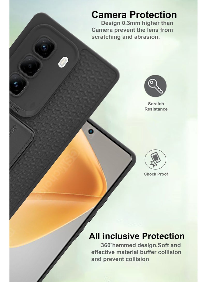 For Infinix Hot 50 Pro Plus 4G Flexible Silicone Case With Magnetic Hand Grip Holder & Kickstand - Strong Grip for Magnetic Car Holder, Stylish & Functional, Ultimate Convenience & Hands-Free Viewing - Black  - Image 2