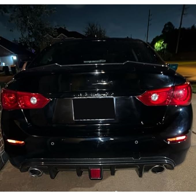 NeespoC Rear Diffuser with Light Fit for Infiniti Q50 2014 2015 2016 2017, Add-on Body Kit Rear Bumper Lower Lip Splitter Exterior Accessories (Carbon Fiber Style) - Image 4