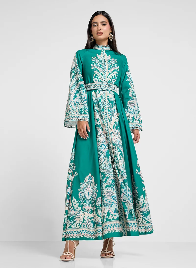 Khizana Paisley Print Maxi Dress