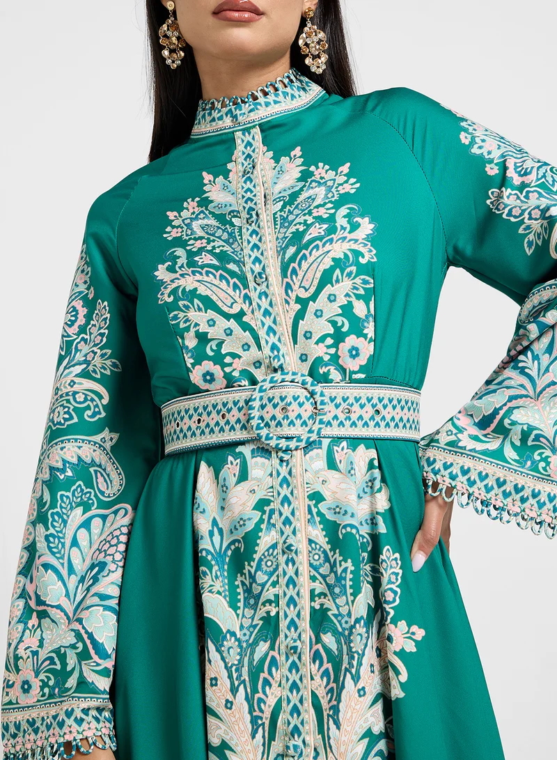 Khizana Paisley Print Maxi Dress