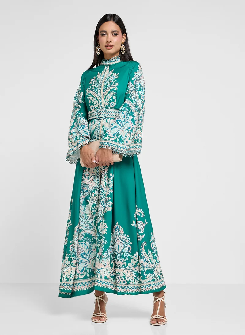 Khizana Paisley Print Maxi Dress