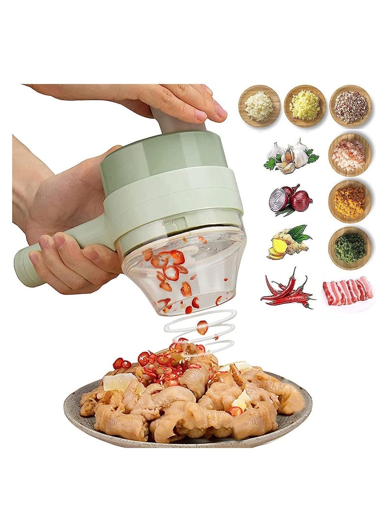 Electric Vegetable Cutter, No Suit for Large Vegetables, 4 in 1 Portable Handheld Electric Vegetable Cutter Set, Slicing, Cooking, Wireless Food Processor for Garlic Chili Onion  - Image 1