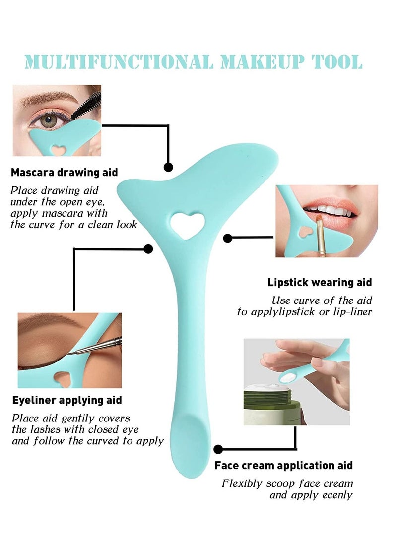 Excefore Eyeliner Stencils Wing Tips, Cat Stencil Molds Pads Silicone Aid Marscara Drawing Aid, Face Cream, Easy Makeup Tool, Resusable Applicator Blue - Image 2