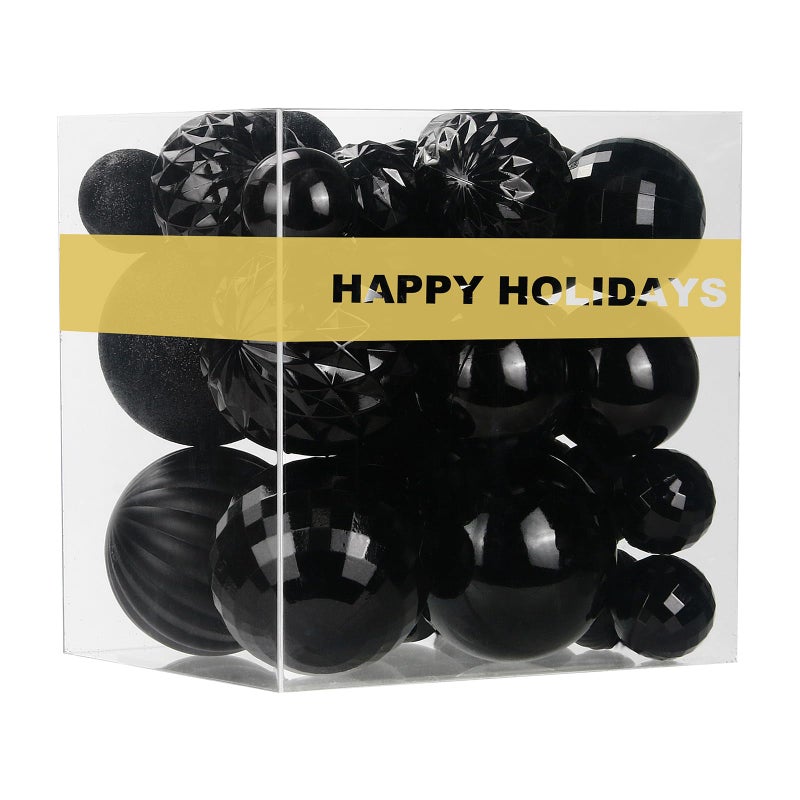 GameXcel Black Christmas Ornaments - Christmas Tree Decorations Balls Ornaments Shatterproof Hanging Shiny Balls for Christmas Wreath Garland Holiday Decor Set of 36pcs  Multi-Sizes(1.6"" 2.5"" 3.2"") - Image 1