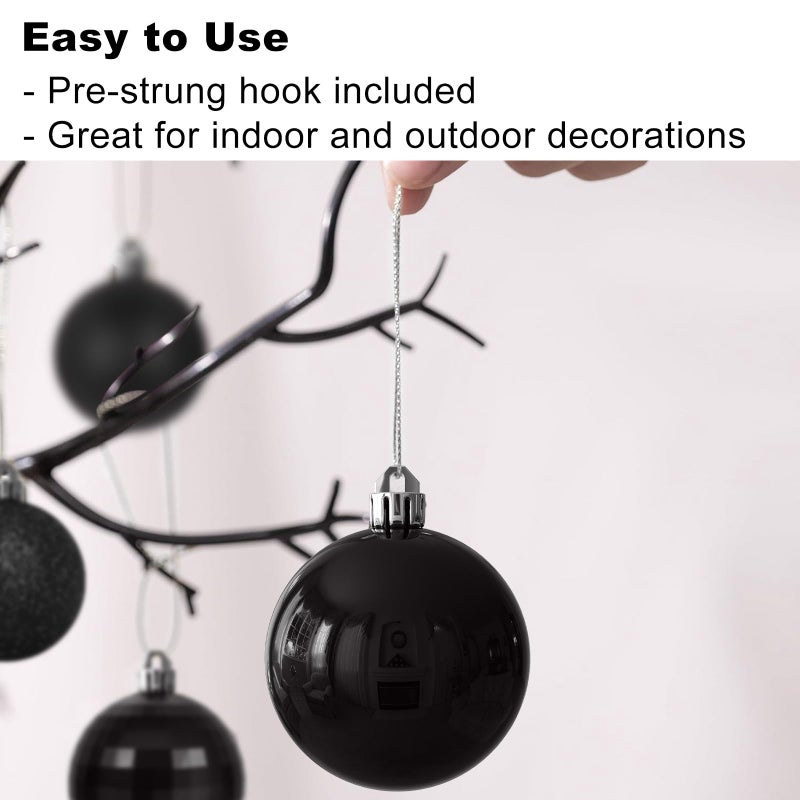 GameXcel Black Christmas Ornaments - Christmas Tree Decorations Balls Ornaments Shatterproof Hanging Shiny Balls for Christmas Wreath Garland Holiday Decor Set of 36pcs  Multi-Sizes(1.6"" 2.5"" 3.2"") - Image 5