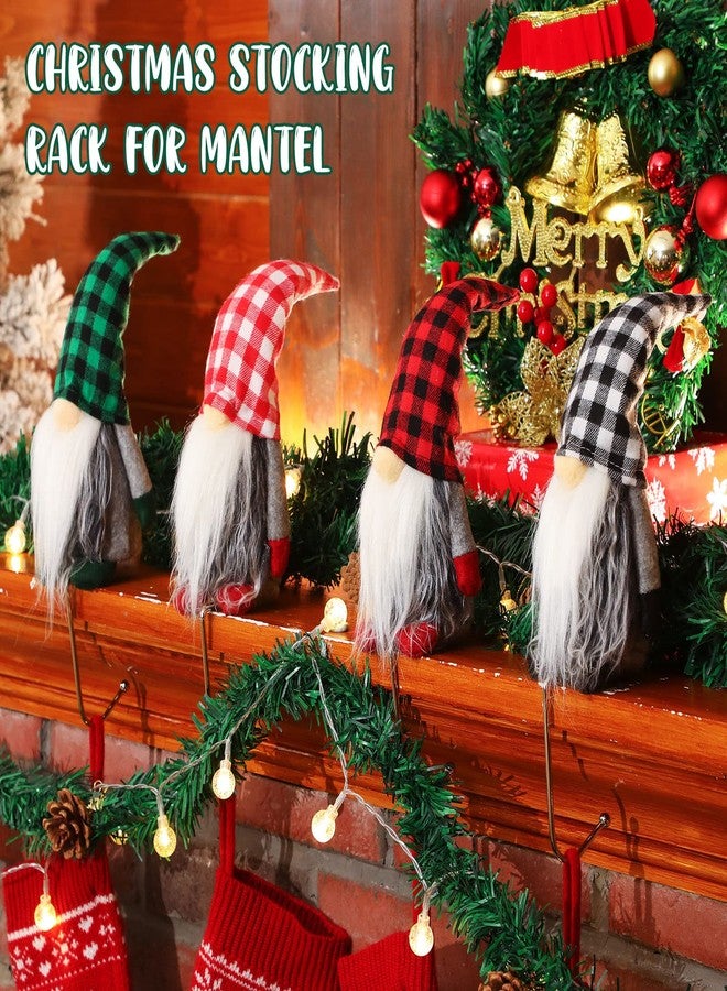 Yilloog 4 Pcs Gnomes Christmas Stocking Holders for Mantle,Christmas Stocking Holder Stand Xmas Hooks Hanger for Christmas Fireplace Decorations Party Gnome Decor(Classic Style) - Image 3