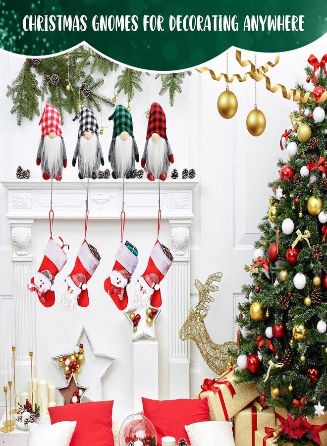 Yilloog 4 Pcs Gnomes Christmas Stocking Holders for Mantle,Christmas Stocking Holder Stand Xmas Hooks Hanger for Christmas Fireplace Decorations Party Gnome Decor(Classic Style) - Image 5