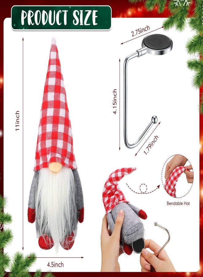 Yilloog 4 Pcs Gnomes Christmas Stocking Holders for Mantle,Christmas Stocking Holder Stand Xmas Hooks Hanger for Christmas Fireplace Decorations Party Gnome Decor(Classic Style) - Image 2