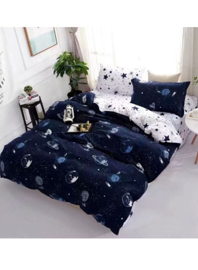 King Duvet Cover Set 6 Pieces Ultra Soft Microfiber Bedding Sets 1 Comfortable Cover 220x240 cm 1 Fiutted Sheet 200x200+30 cm and 4 Pillow Cases 50x75 cm Multicolor