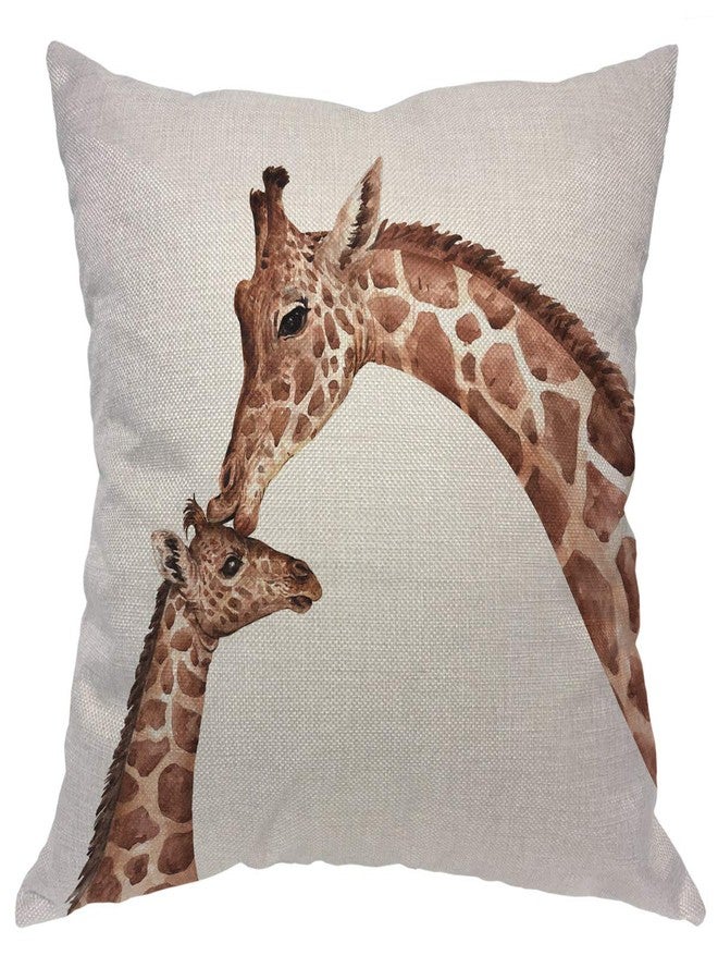 Beabes Throw Pillow Cover Watercolor Giraffes South African Animal Love Mum Cartoon Cute Funny Design Square Pillow Case Cushion Cover for Home Car Decorative Cotton Linen 18x18 Inch - Image 1
