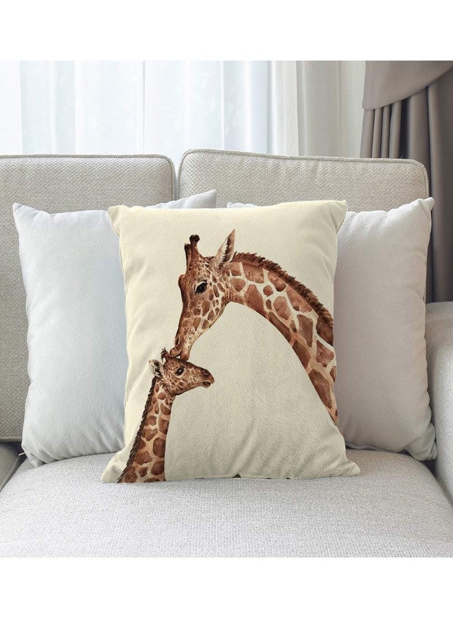 Beabes Throw Pillow Cover Watercolor Giraffes South African Animal Love Mum Cartoon Cute Funny Design Square Pillow Case Cushion Cover for Home Car Decorative Cotton Linen 18x18 Inch - Image 2