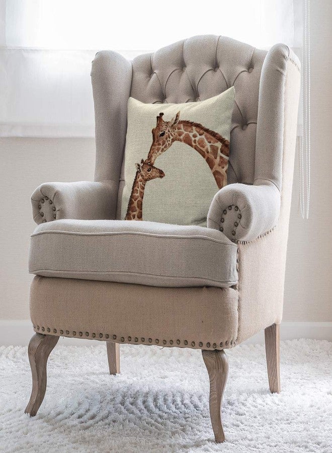 Beabes Throw Pillow Cover Watercolor Giraffes South African Animal Love Mum Cartoon Cute Funny Design Square Pillow Case Cushion Cover for Home Car Decorative Cotton Linen 18x18 Inch - Image 4