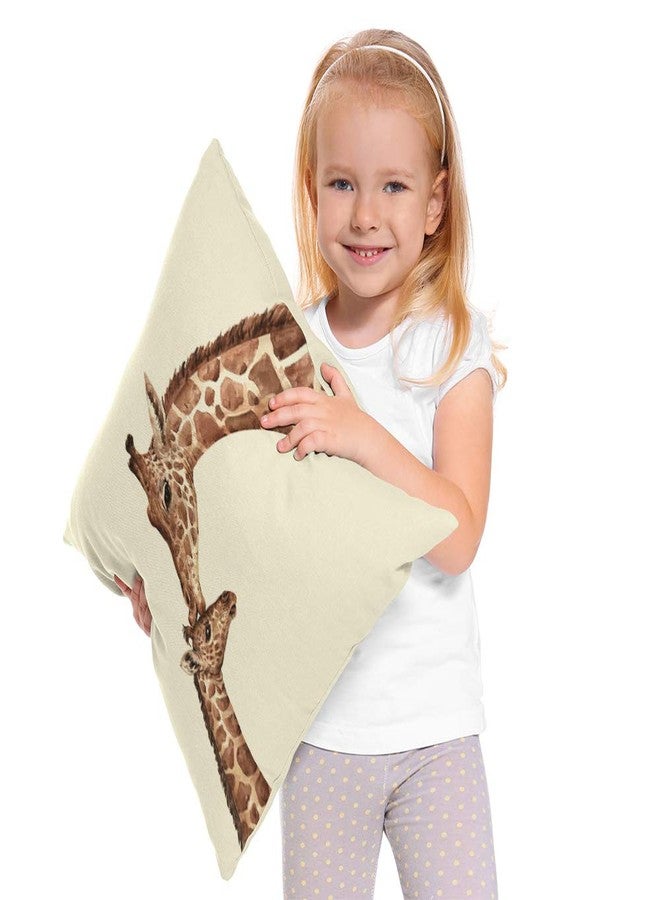 Beabes Throw Pillow Cover Watercolor Giraffes South African Animal Love Mum Cartoon Cute Funny Design Square Pillow Case Cushion Cover for Home Car Decorative Cotton Linen 18x18 Inch - Image 3