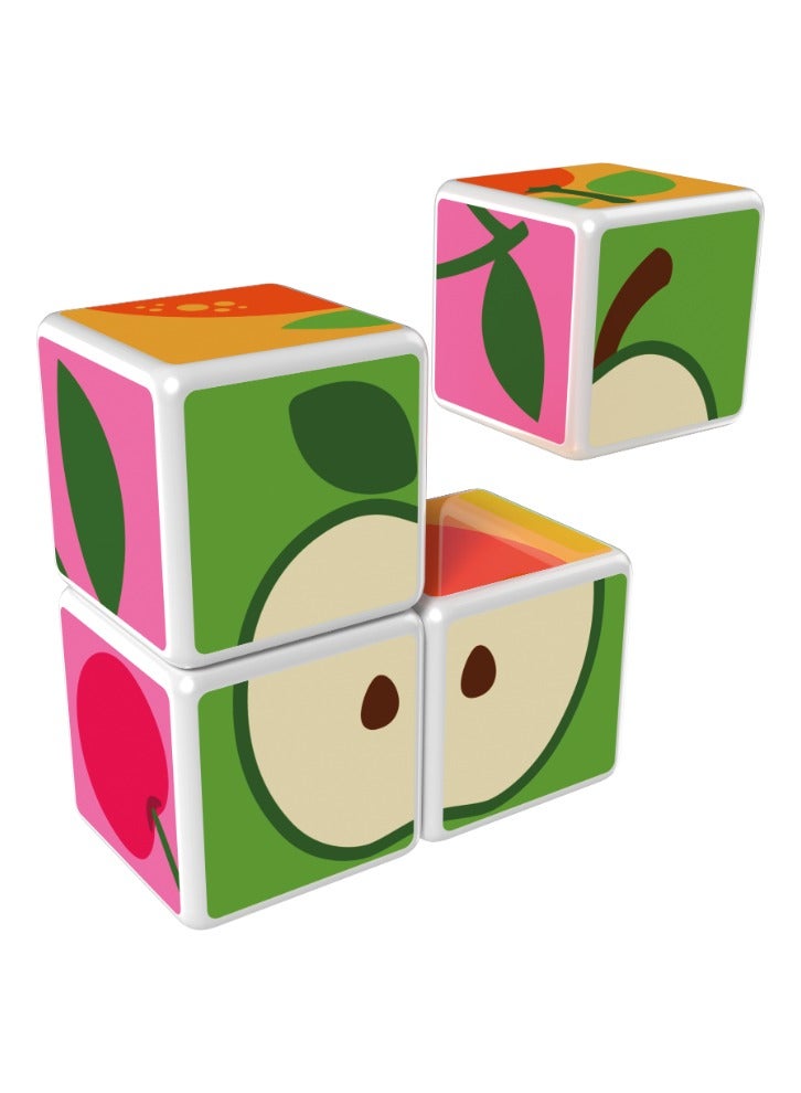 Geomag Magicube Printed Fruit with Magnetic Cubes and Cards 7pcs Magnet Toys Building Constructions for Children STEM Creativity Imagination, Recreational Conventional Educational Made in Switzerland - Image 1