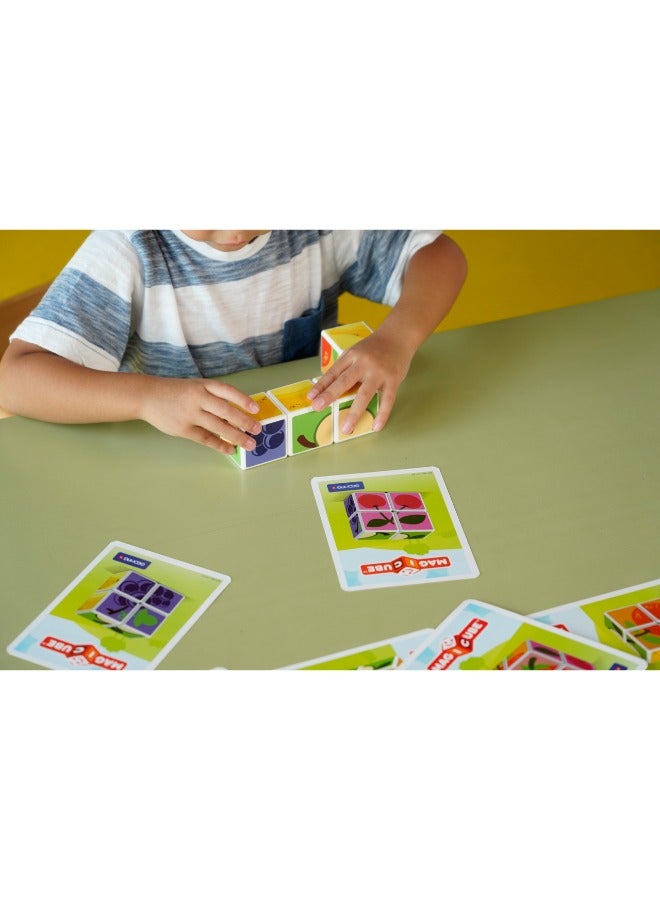 Geomag Magicube Printed Fruit with Magnetic Cubes and Cards 7pcs Magnet Toys Building Constructions for Children STEM Creativity Imagination, Recreational Conventional Educational Made in Switzerland - Image 5