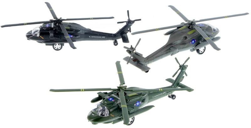 Playmaker Toys U.S. Army Sikorsky UH-60 Black Hawk Helicopter 10" Die Cast Metal Model Toy (1 at Random, Color May Very) - Image 1