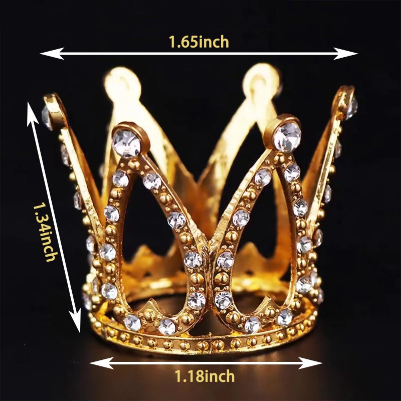 Hazyore 3 Pieces Crown Cake Topper  Princess Little Crown Heart shaped Diamond Alloy Pink Silver Crown  Mini Crown Children's Birthday Cake Baking Decoration Paper Cup Cake Decoration - Image 2