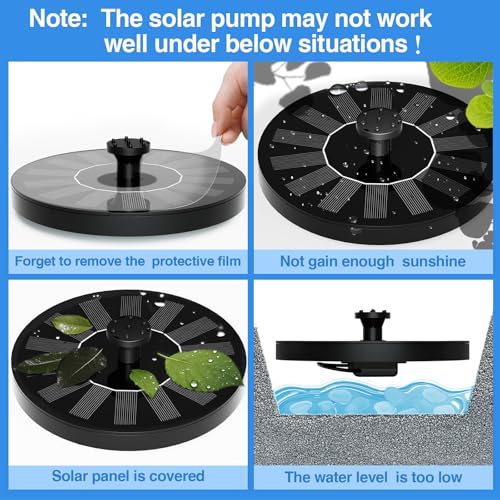 AUTGA Solar Fountain, Floating Solar Powered Water Fountain Pump for Bird Bath, Garden, Pond, Pool, Outdoor (1W) - Image 2