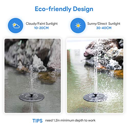 AUTGA Solar Fountain, Floating Solar Powered Water Fountain Pump for Bird Bath, Garden, Pond, Pool, Outdoor (1W) - Image 5