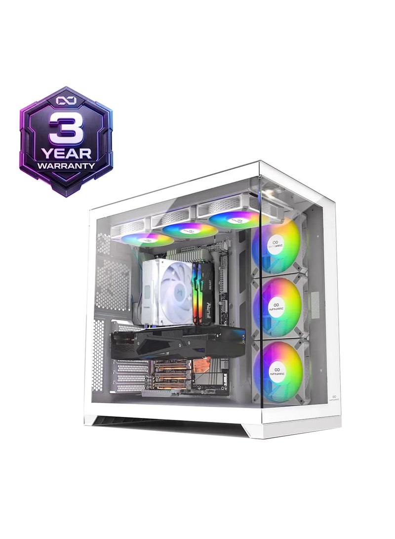 INFINIARC RTX 5060 GAMING DESKTOP PC (CUBE Case, B860 DS3H Motherboard, RTX 5060 8GB GPU, Intel Core Ultra 5 CPU, 16GB DDR5 RAM, 1TB SSD M.2, Digital ARGB Air Cooler, 650W PSU, Windows Pro) White white - Image 1