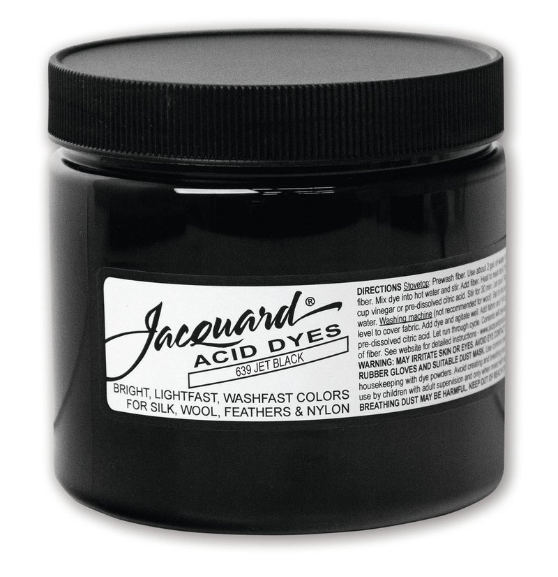 Jacquard Acid Dye Jet Black 8 Oz Net Wt Acid Dye for Wool Silk Feathers and Nylons Brilliant Colorfast and Highly Concentrated - Image 1