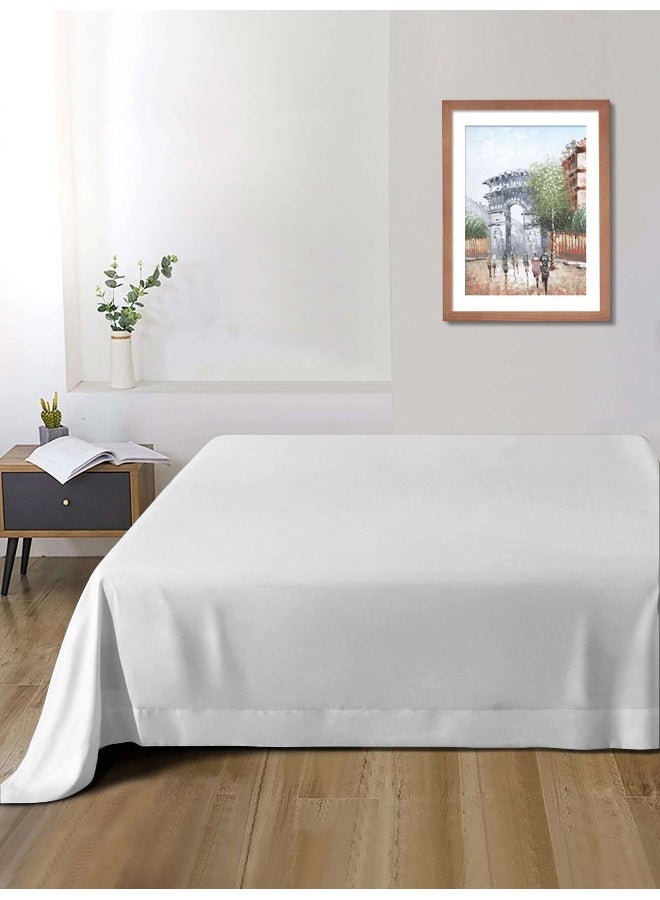 Rest Flat Bedsheet 240x260cm Plush White Breathable Machine Washbale Bedsheet Extra Soft Easy Fit Highly Breathable Bedding & Linen Cover - Image 1
