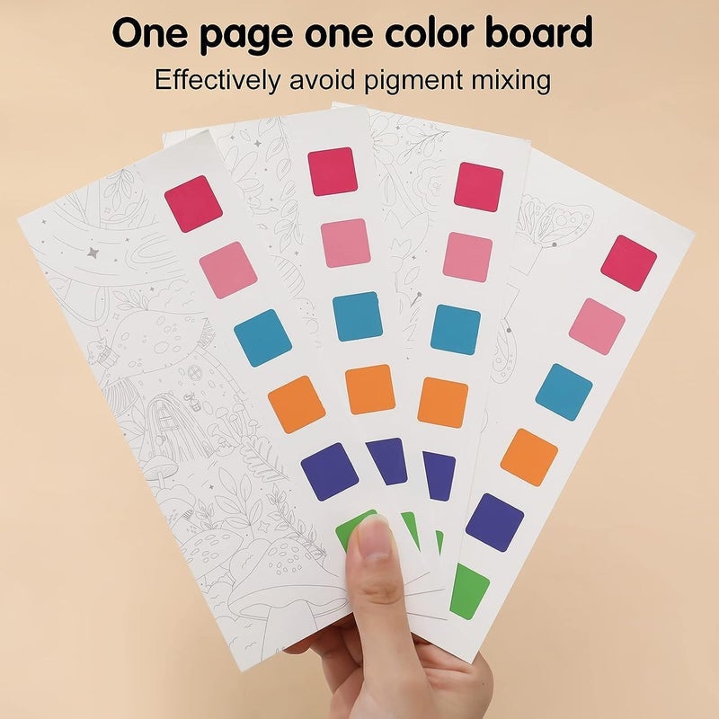 InfiSoul Pocket Watercolor Book for Kids Activity Coloring Books Watercolor Painting Books with 1 Paint Brush 20 Sheets Per Book Gift for Students Creativity (2) - Image 3
