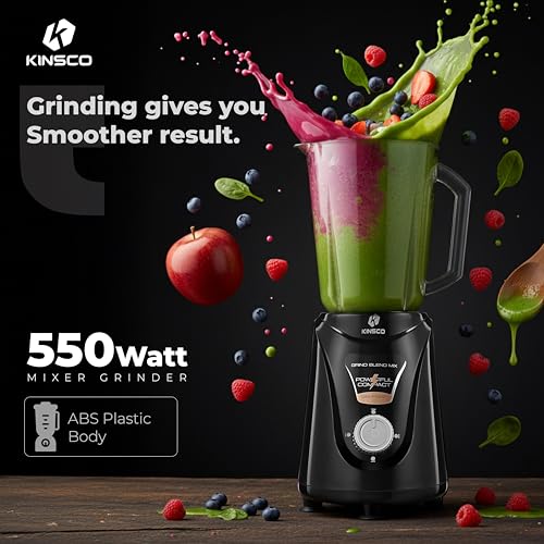 Kinsco 550W Blender Mixer with 2 Jars | Heavy Duty Motor for Daily Grinding and Blending | Strong Steel Blades | Home and Kitchen | Black (2) - Image 3