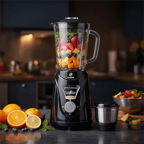Kinsco 550W Blender Mixer with 2 Jars | Heavy Duty Motor for Daily Grinding and Blending | Strong Steel Blades | Home and Kitchen | Black (2) - Image 4