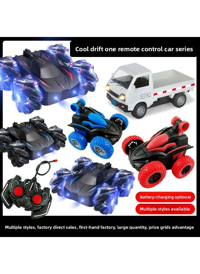Generic Direct Simulation Remote Control Sports Car Children's Electric Toy Car Charging Car Off-road Jeep Four-way Model-Color:[Red-Battery Edition] Four-way-tipping Bucket Stunt Car (English Color Box) 248g  - Image 2