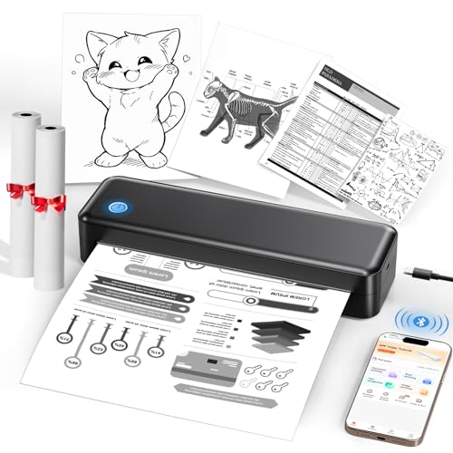 PEDOOLO Portable Printer Wireless for Travel, Inkless Thermal Printer Supports 8.5 x 11 Inch Thermal Paper, Bluetooth Compatible with iOS, Android, Laptop Includes 2 Rolls & 10 Sheets of Paper Kit - Image 1