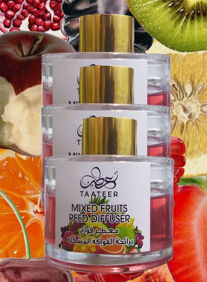 TAATEER 3 Pieces Mixed Fruits Reed Diffuser 100ml - Image 1