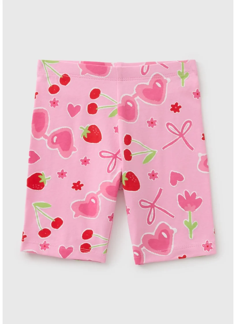 Matalan Girls Pink Fruit Cycle Shorts