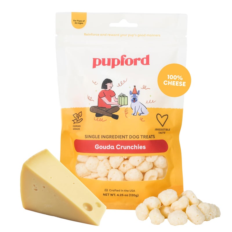Pupford Cheese Crunchies, All-Natural, Healthy, Freeze Dried, Single-Ingredient Treat for Dogs & Puppies (Gouda, 7.50 oz) - Image 1
