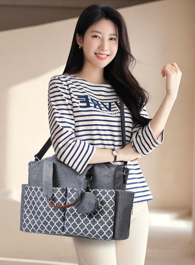 DUNISO Multifunctional Signature Diaper Bag With Changing Mat Multifunctional Waterproof Mommy Bag, Portable Mother And Baby Bag Oxford Cloth Diaper Bag, With Handle And Adjustable Shoulder Strap, Wear Resistant, Suitable For Daily, Outdoor, And Travel  - Image 2