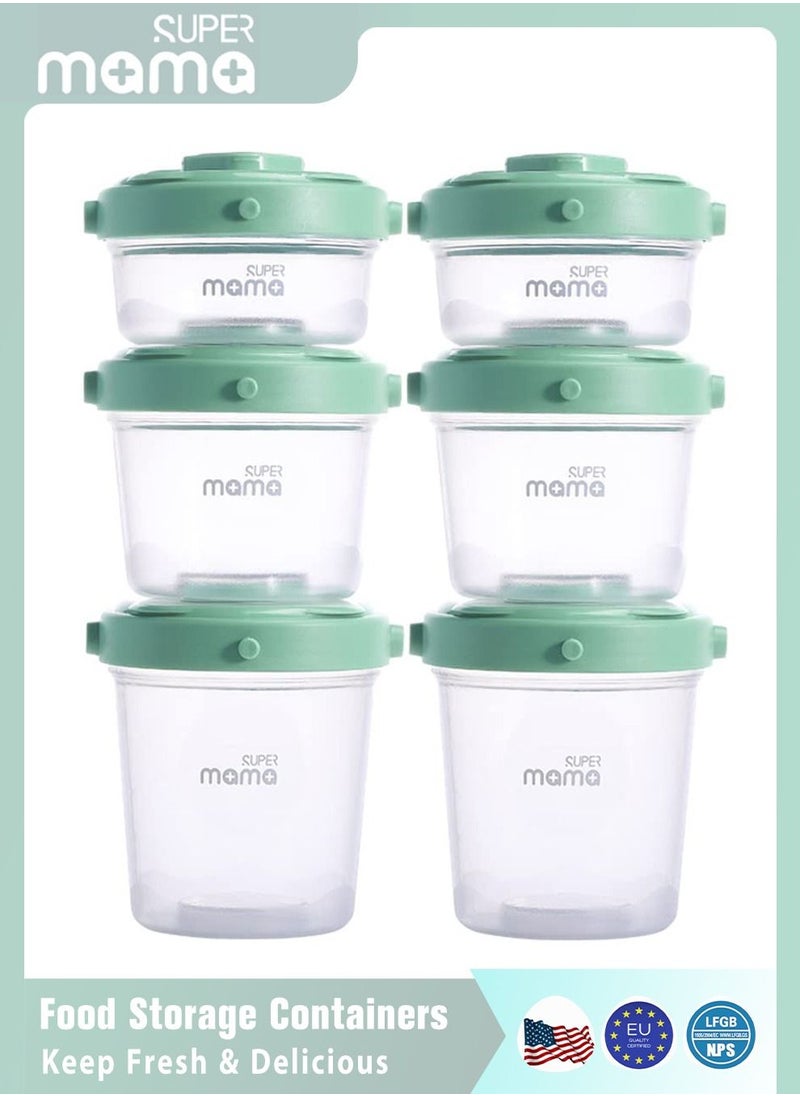 SUPERMAMA 6 PCS Plastic Baby Food Storage Boxes, Airtight Leak-Proof, with Measurement Indication for Fruit Purée Yogurt  - Image 1