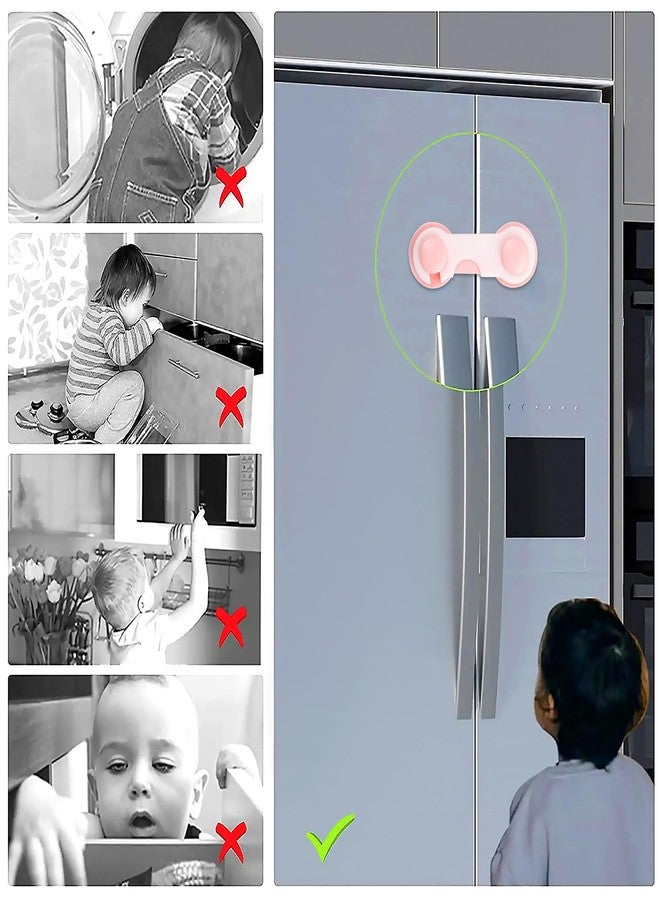 GLUN® Safety Plastic Cabinet Locks, Accident Proofing Cabinet Locks No Tool or Drilling Needed with Super Strong Duble Side Tape Pack of 3 - Image 5