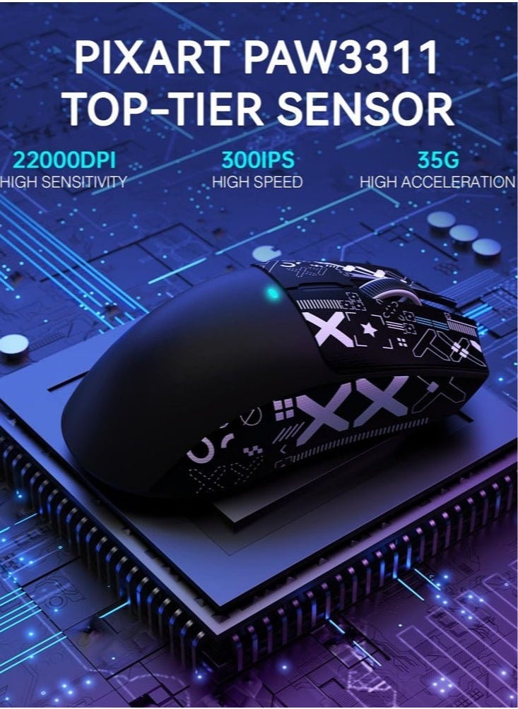 Attack Shark - X11 Tri-mode Bluetooth Wireless Gaming Mouse with with Magnetic Charging Dock, Lightweight Anti Slip Mouse, PixArt PAW3311 Sensor, 22K DPI, BT/2.4Ghz/Wired, for PC/MAC - Image 1