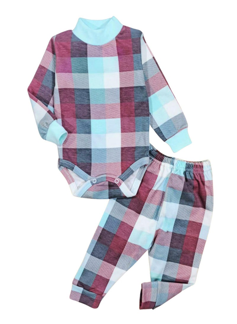Rand Baby Winter Cotton Fleece Long Sleeve Bodysuit and Pants Pajama Set for Baby  - Image 4